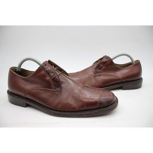 Belvedere Florence Brown Leather Handmade Men's Size 9.5 Shoes Ostrich Leg Skin